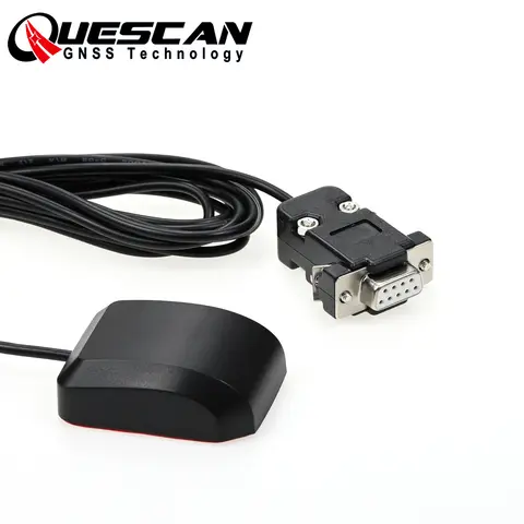 Quescan RS232 GPS 수신기 NMEA0183 안테나 DB9 암 커넥터 4800 9600 Baud 1-10Hz, Pin9는 5V입니다.