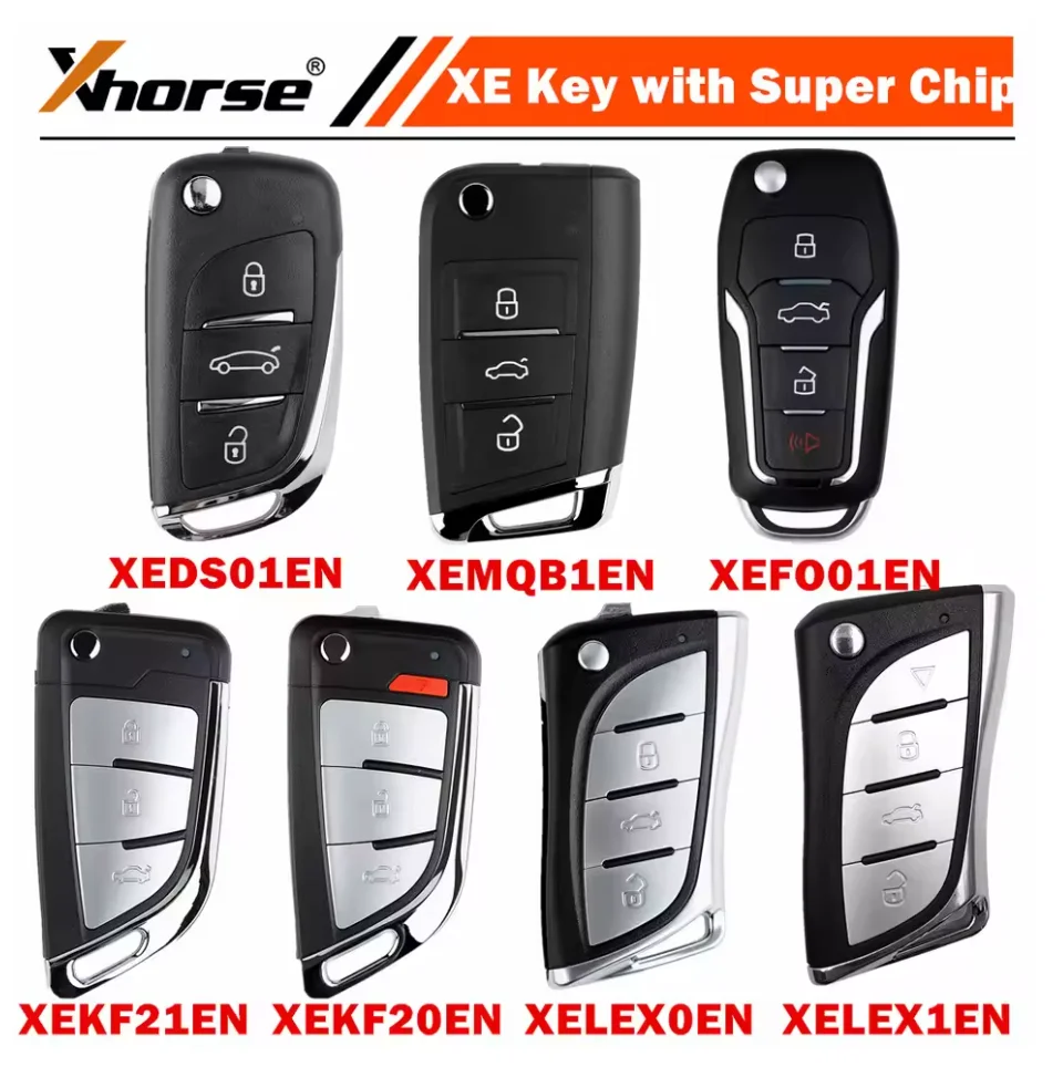 

5 шт. удаленный ключ серии Xhorse VVDI XE с суперчипом XEMQB1EN XEDS01EN XEFO01EN XEKF20EN XEKF21EN XELEX0EN XELEX1EN