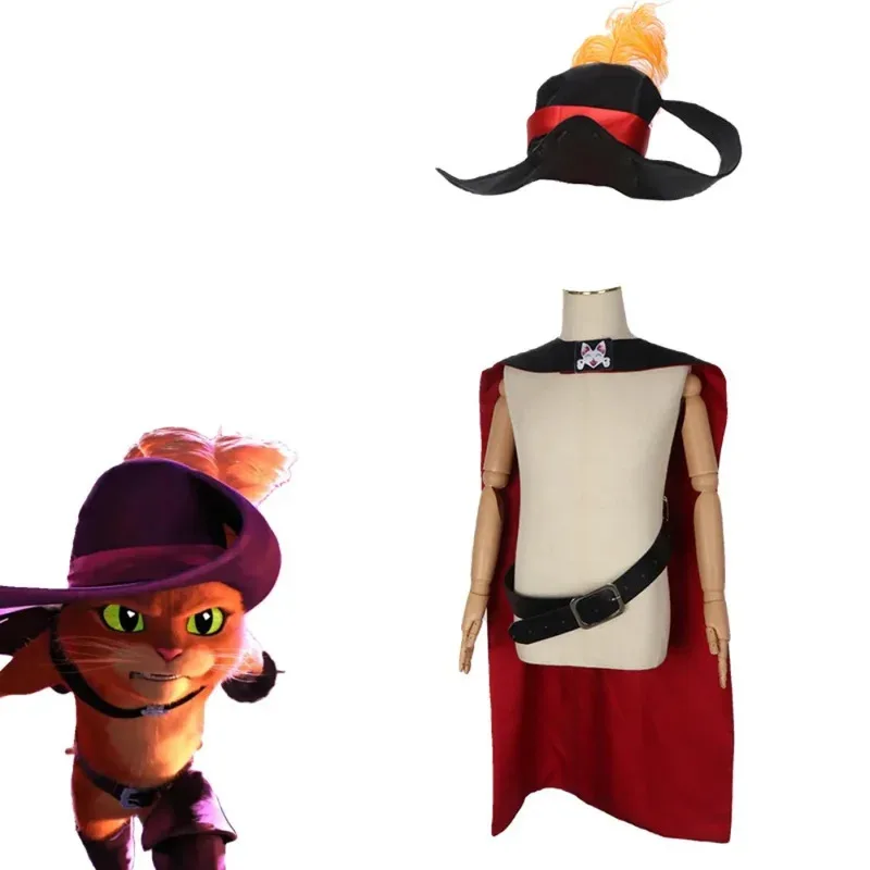 Animation Le Maître Chat Cosplay Kostüm Kinder Umhang Hut Gürtel Komplettset PUSS Rollenspielanzug Halloween Karneval Partys;3'v,6.h;8'