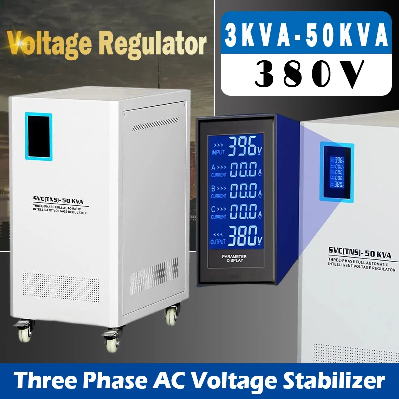 3 Phase AC Voltage Stabilizer 380V Industrial Compensation Automatic Intelligent Voltage Regulator Power Supply 50kva 80kva