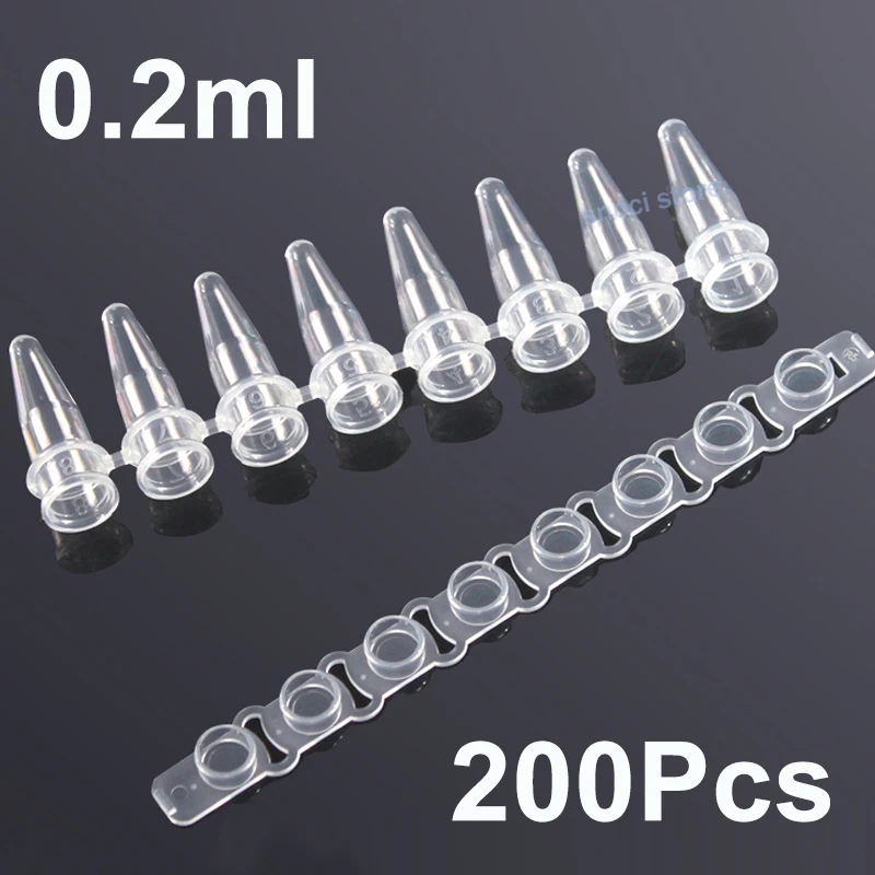 

8-row PCR Strip Tubes 0.2ml PCR 8 - Centrifuge Tube Strips With Cover Micro Plastic Tube For Agarose Gene Experiment 200Pcs