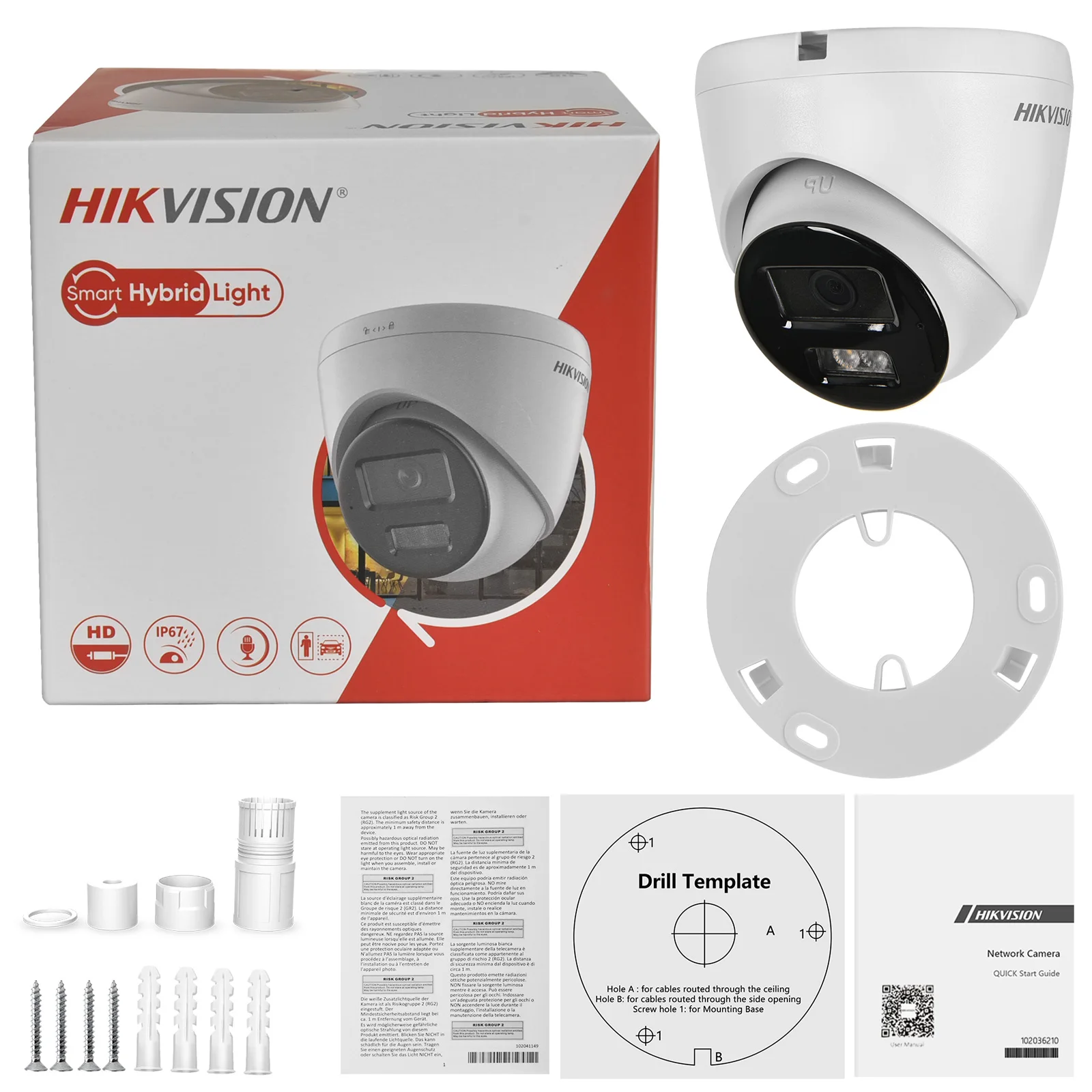 Hikvision 8MP 4K Smart Hybrid Light POE IP-camera DS-2CD1383G2-LIUF Bewegingsdetectie 2.0 Menselijke detectie MIC SD-slot IP67