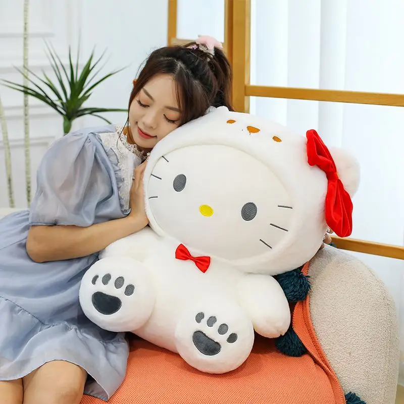 Kawaii Hello Kitty Sanrio เด็กน่ารักการ์ตูนตุ๊กตา Plush นักเรียนของเล่นตุ๊กตาโซฟาโยนหมอนของขวัญตกแต่งห้องสําหรับเด็ก