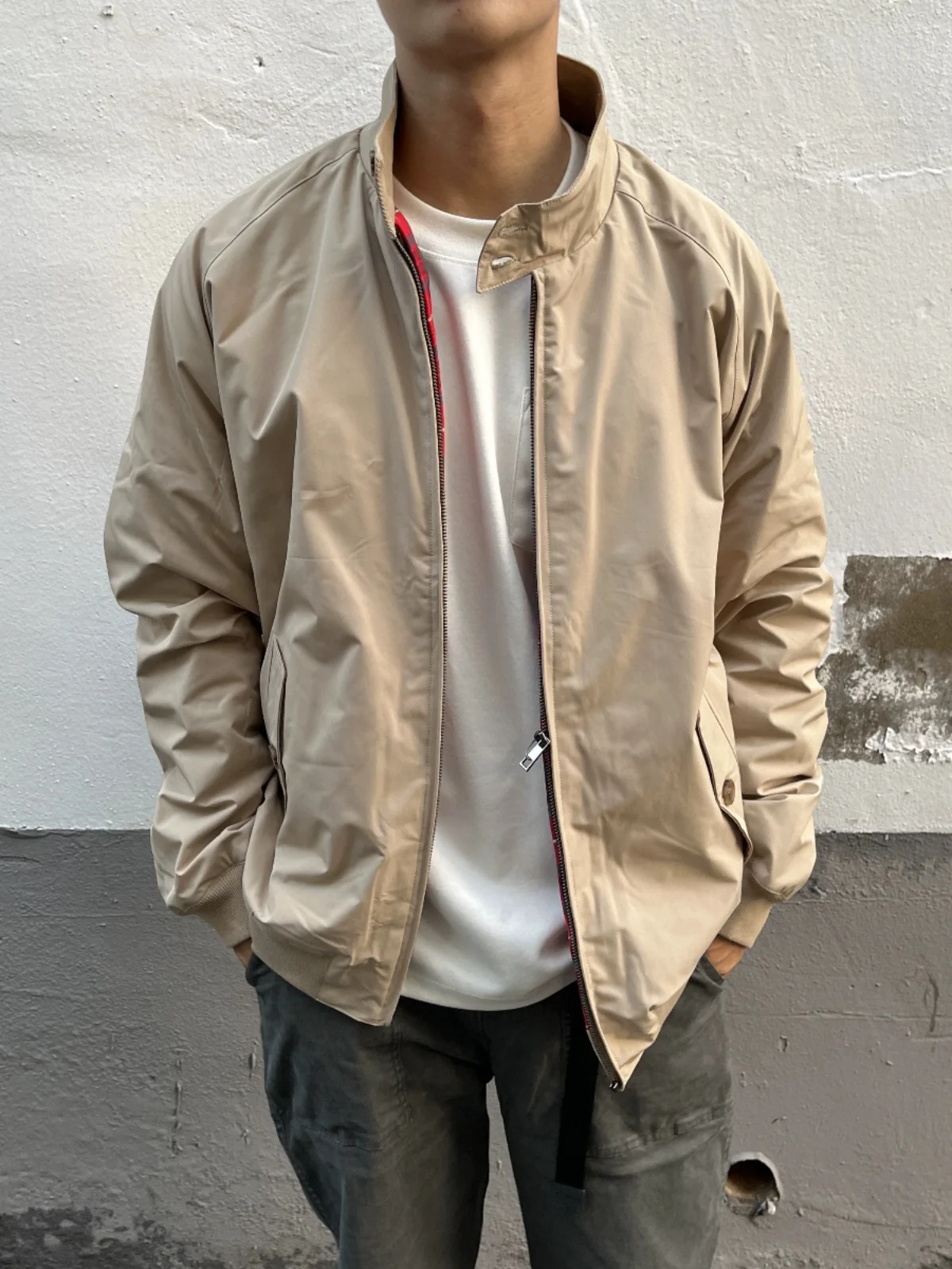 

Auticup American Harrington G9 Jaet Retro Casual Workwear Spring Autumn Khaki Stand Collar Motorcycle Windproof Thiened L...