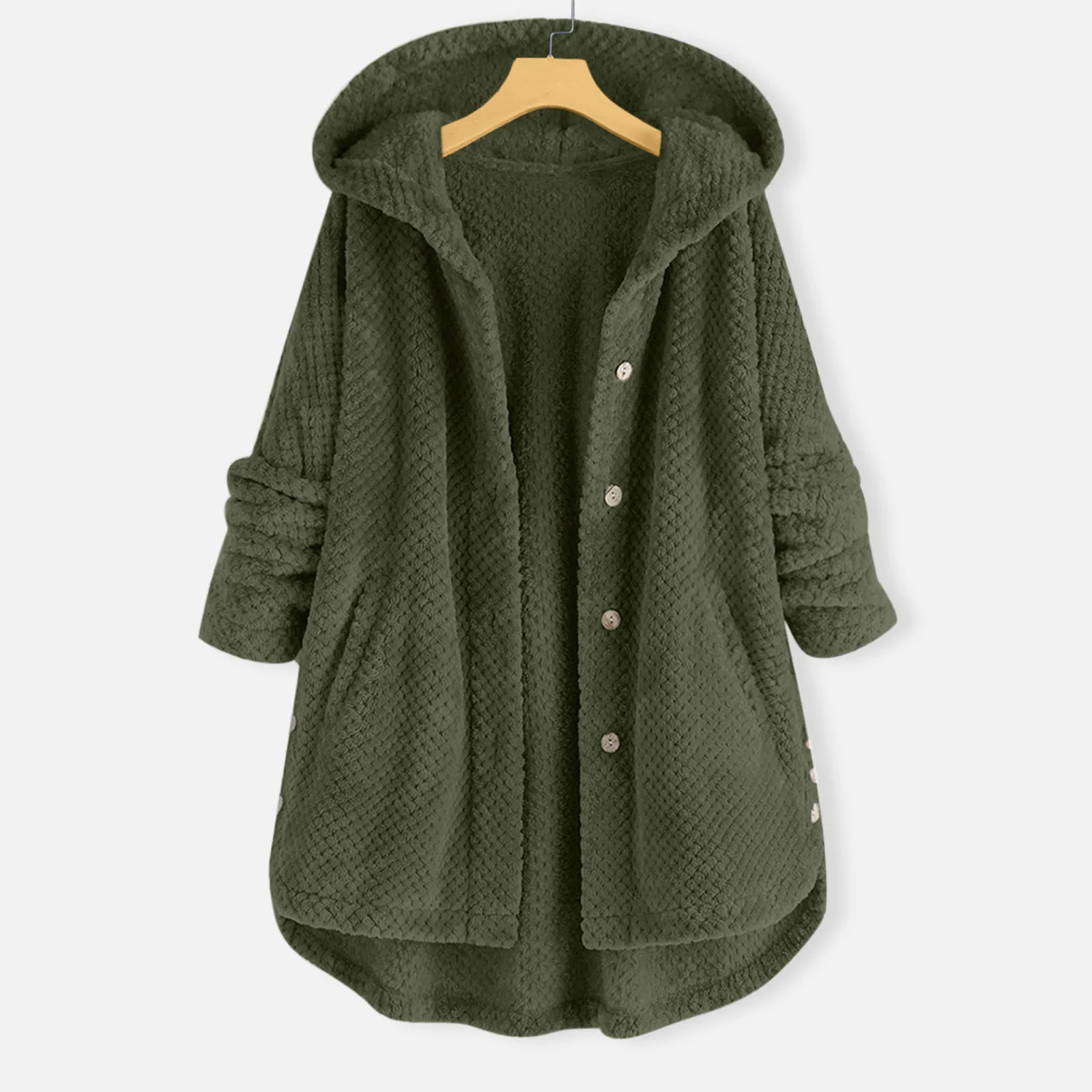 Autumn Winter Coat Women Warm Coat With Pocket  Wool Jacket Female Plush Coat Hooded Jacket New Women\'s Coats Solid Color Jacket