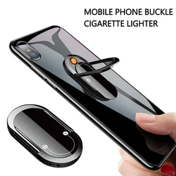 Mobile Phone Bracket Cigarette Lighter Integrated USB Charging Portable Windproof Creative Lighter Men's Gift