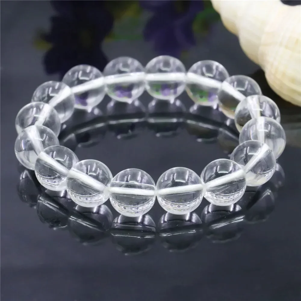 

12mm Natural Round White Crystal Bracelet Jades Chalcedony Jaspers Stone Women Girl DIY Hand Made Elastic Fashion Jewelry Making