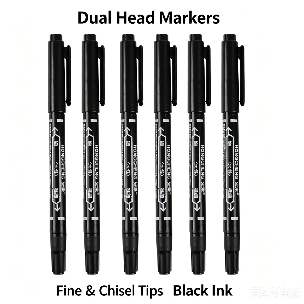 

Dual Tip Black Fineliner Pens, Waterproof Sketch Markers for Drawing, Writing & School Art