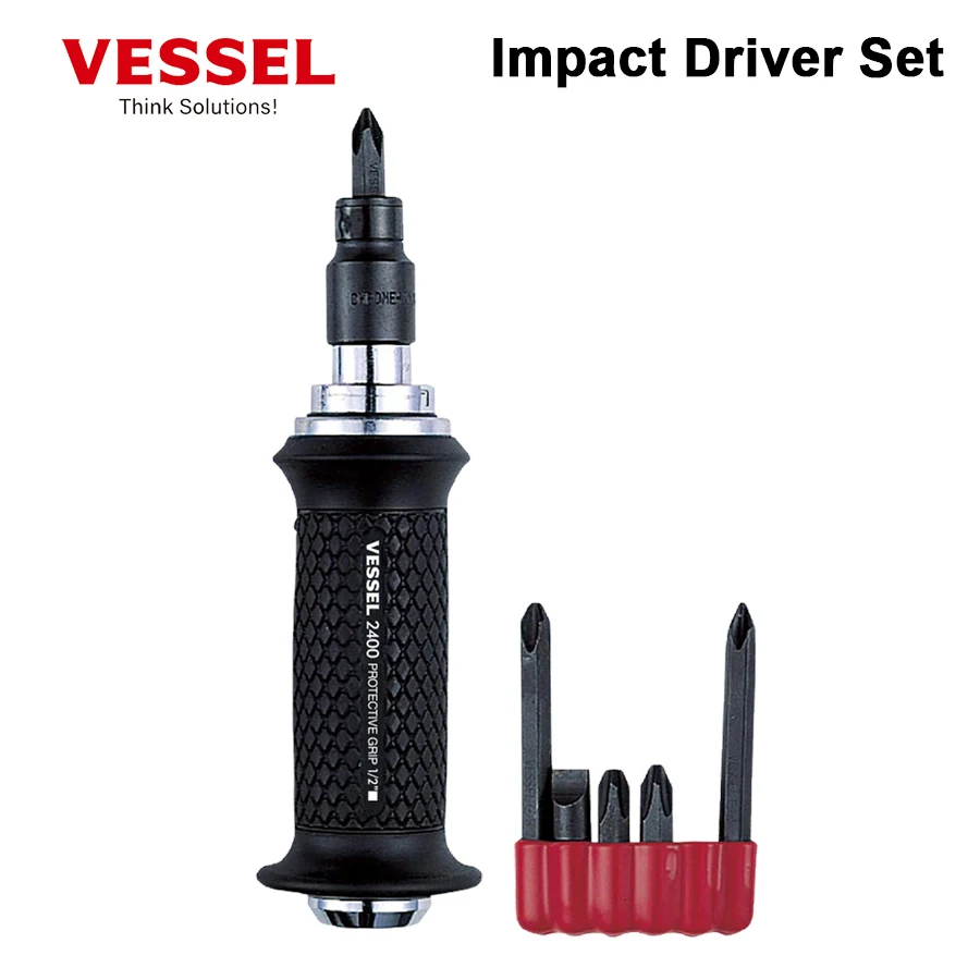 VESSEL Manual Impact Screwdriver 5 PCS Portable Reversible Impact Driver Durable Hand Repair Tools Made in Japan 240001