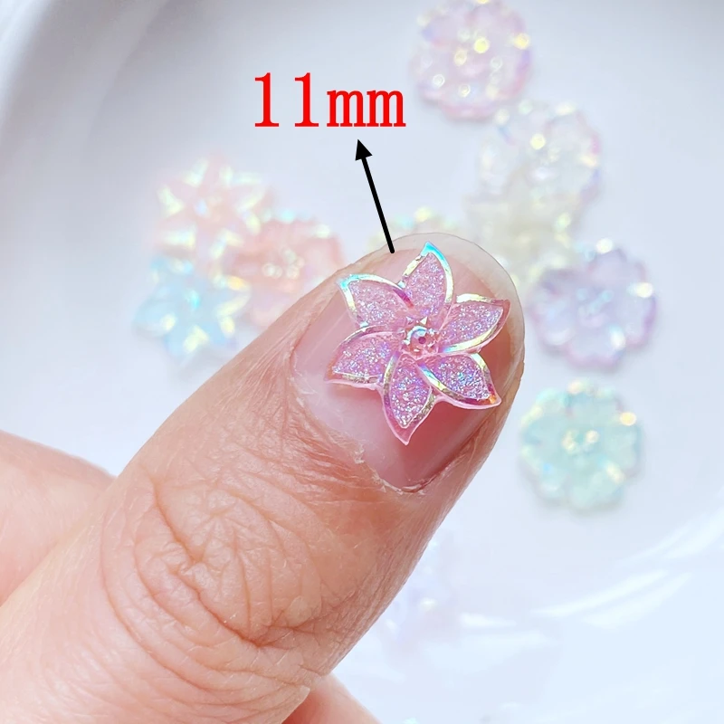 100Pcs New Cute Mini Shining Flowers Flat Back Resin Cabochons Scrapbooking DIY Jewelry Craft Decoration Accessorie