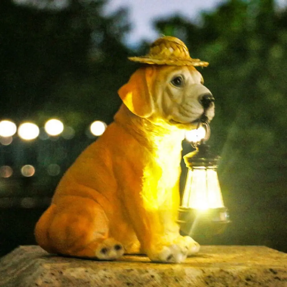 

Crafts Resin Dog Solar Ornament Cute Waterproof Puppy Statue Light Creative Vivid Animal Sculptures Lamp Yard