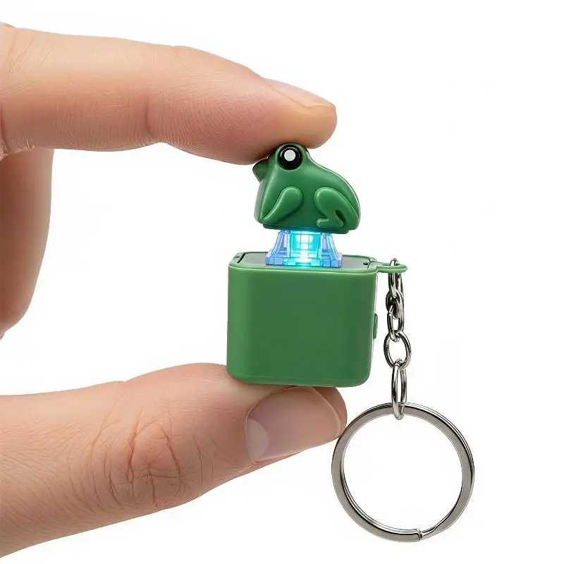 Croaking Frog Keyboard Fidget Toy Keychain with Sound LED Light Mini Portable Stress Toy for Adult Office Desk Play