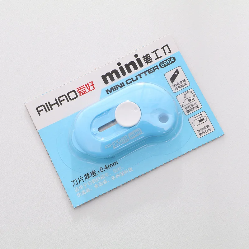 5pcs AIHAO 69641 Mini Retractable Rilakkuma Utility Knife Box Letter Cutter Kawaii Student Office Stationery Portable