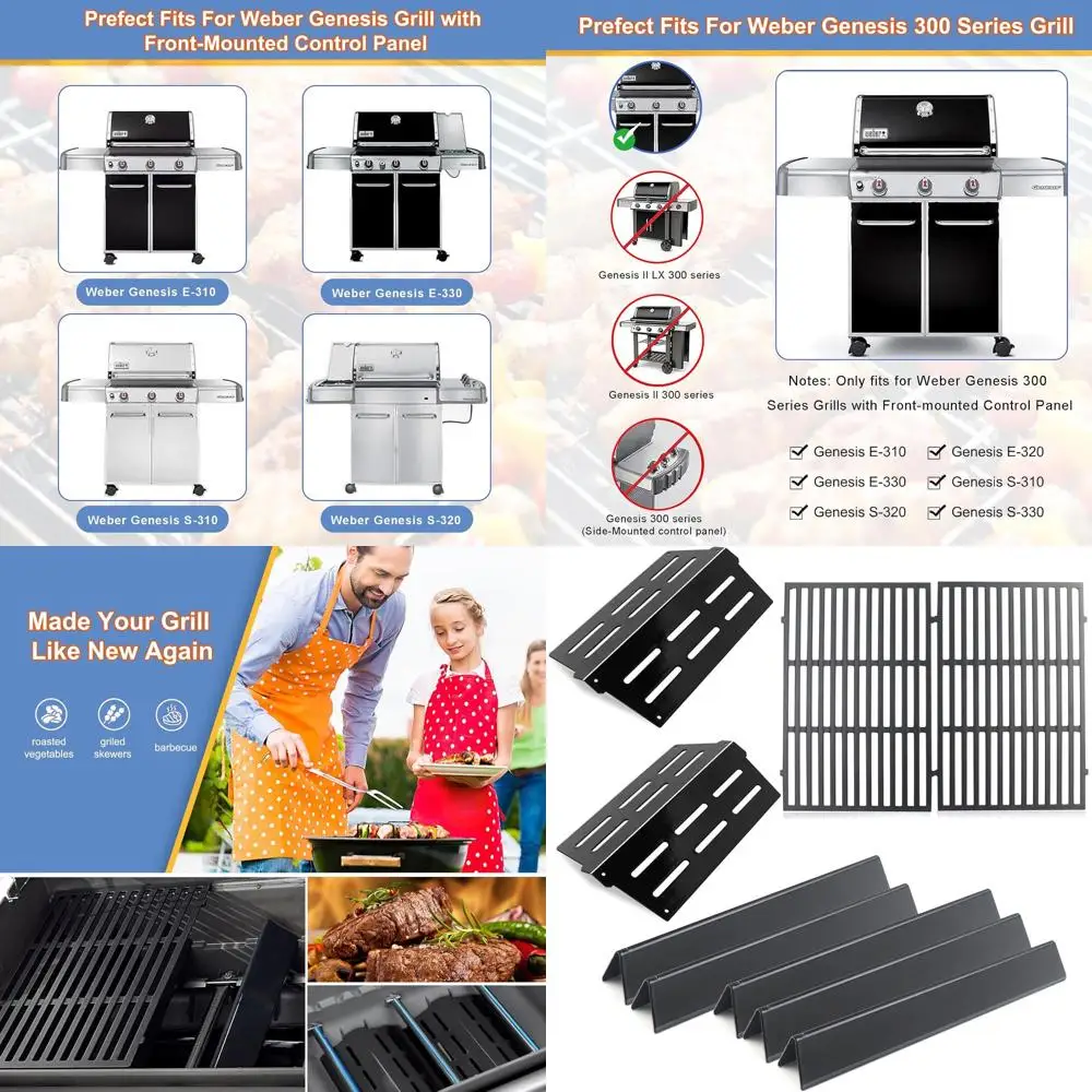 

Эмалированные стальные решетки для приготовления пищи и теплозащитные экраны для грилей 7620, 7621, 7524 и грилей серии Genesis 300.