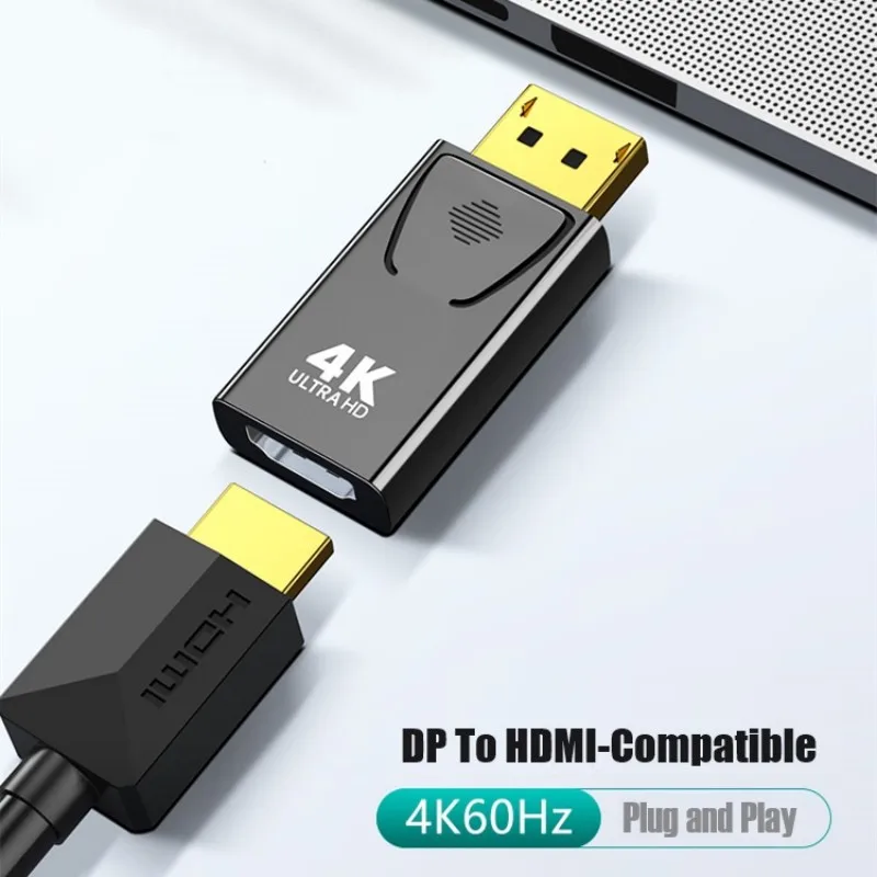 4K Display Port to HDMI-Compatible Adapter Male to Female DP to HDMI-Compatible Video Audio HD Cable for PC TV Laptop Projector