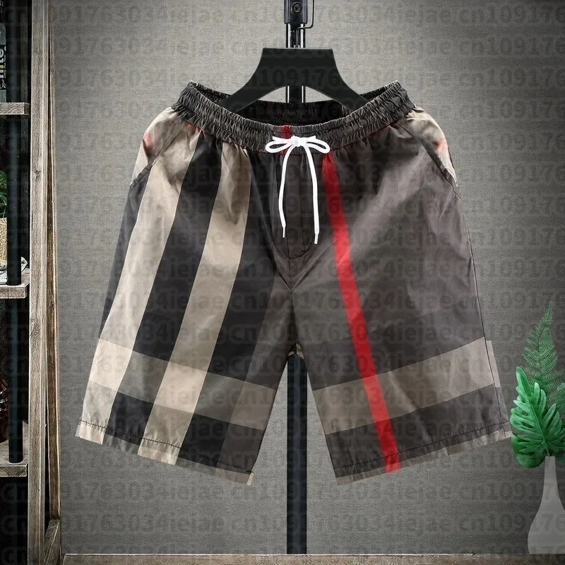 2026 Summer New Fashion Men's Kid Vintage Check Plaid Quick Dry Drawstring Beach Casual Shorts Loose Quick Drying Sports Pants