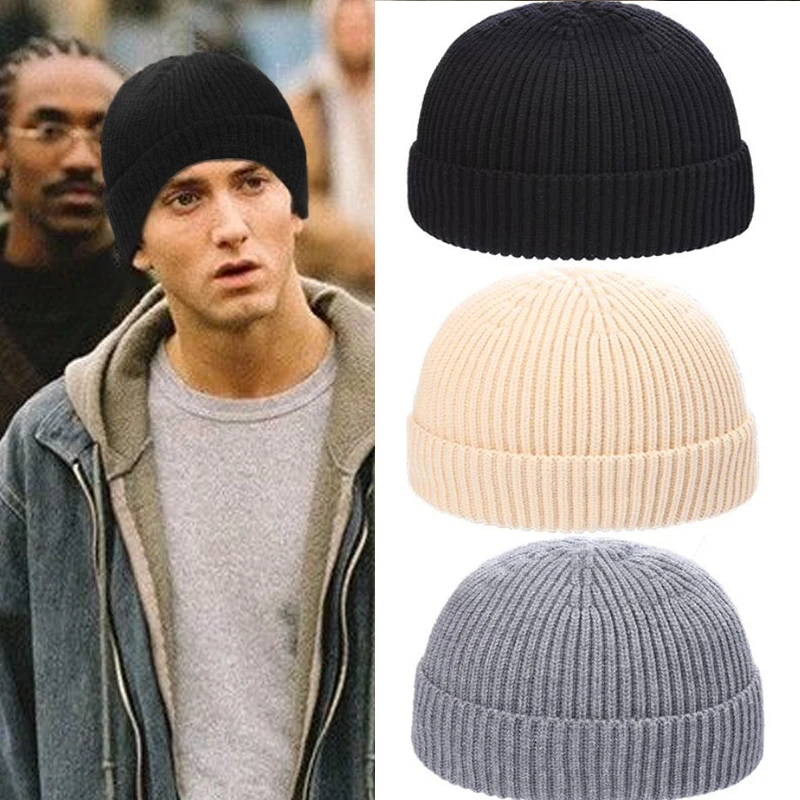 Zima kobiety mężczyźni jednolity kolor ciepły dzianinowy bezręki kapelusz mężczyzna czapki jesień Hip Hop Skullcap Street czapka męska typu Beanie Unisex Melon Cap