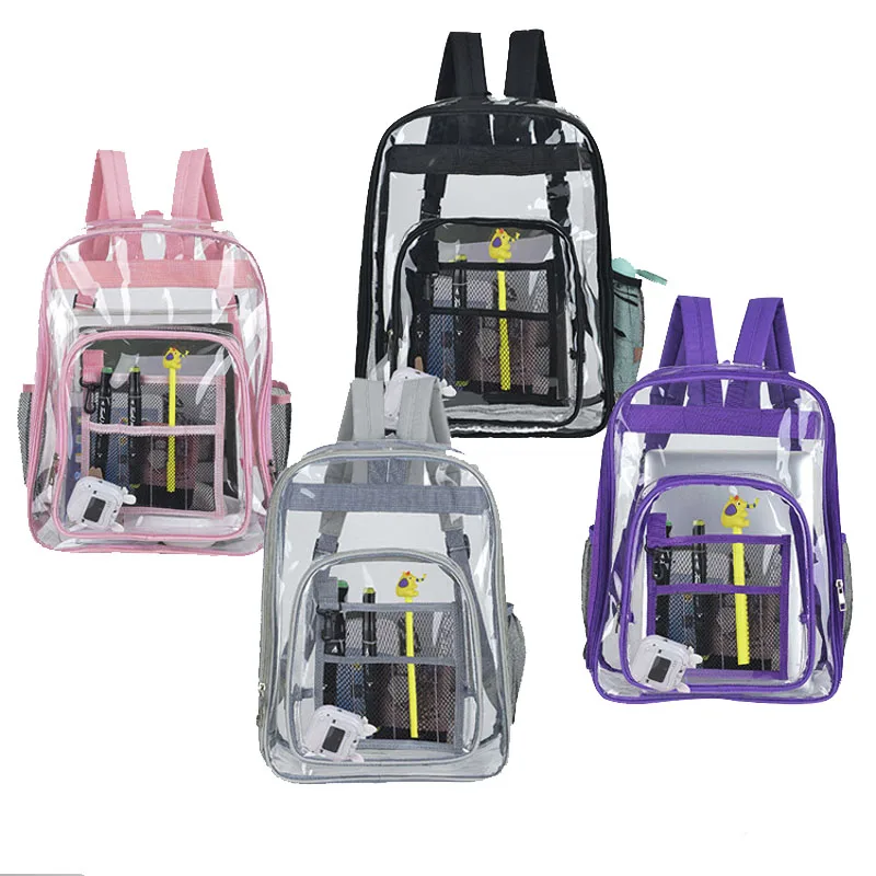 

Waterproof Backpack Solid Clear Backpack Couple Fashion Bagback Designer Transparent PVC Set Bag Unisex Large Capacity Backpack