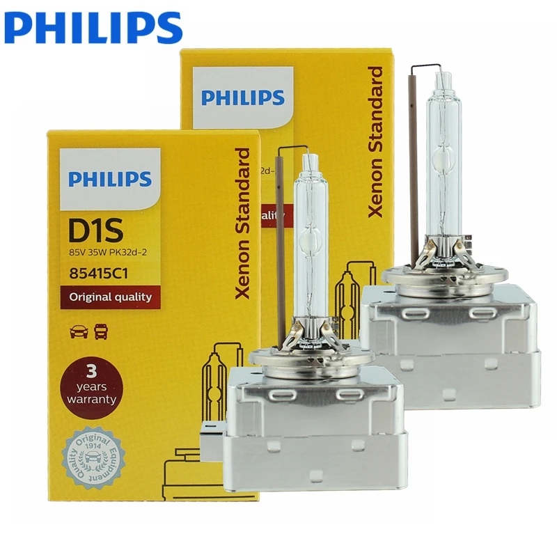 Philips D1S Xenon HID Standard Car Original Head Light 35W 4200K White Genuine Bulb Replacement Upgrade Lamp, 2x