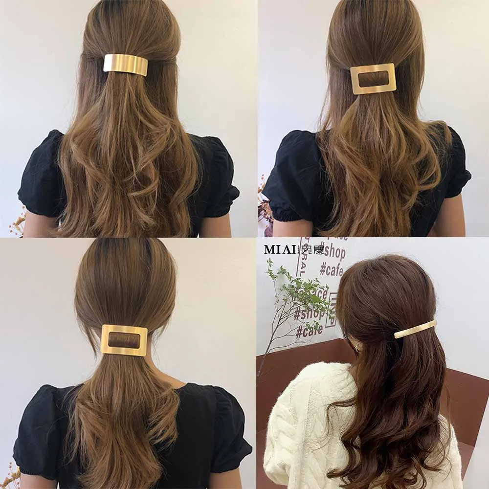 Vintage Gold Silver Women Metal Hair Clips Claw Geometric Hairpin Barrettes Hairgrips Girls Ponytail Holder Hair Accessories