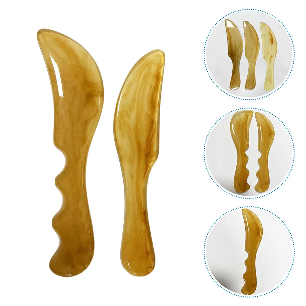 

2 Pcs Scraping Board Wrist Massager Gua Sha Body Tool Scraper Body The Hand Resin Beeswax Guasha for Spoon Hand+massager