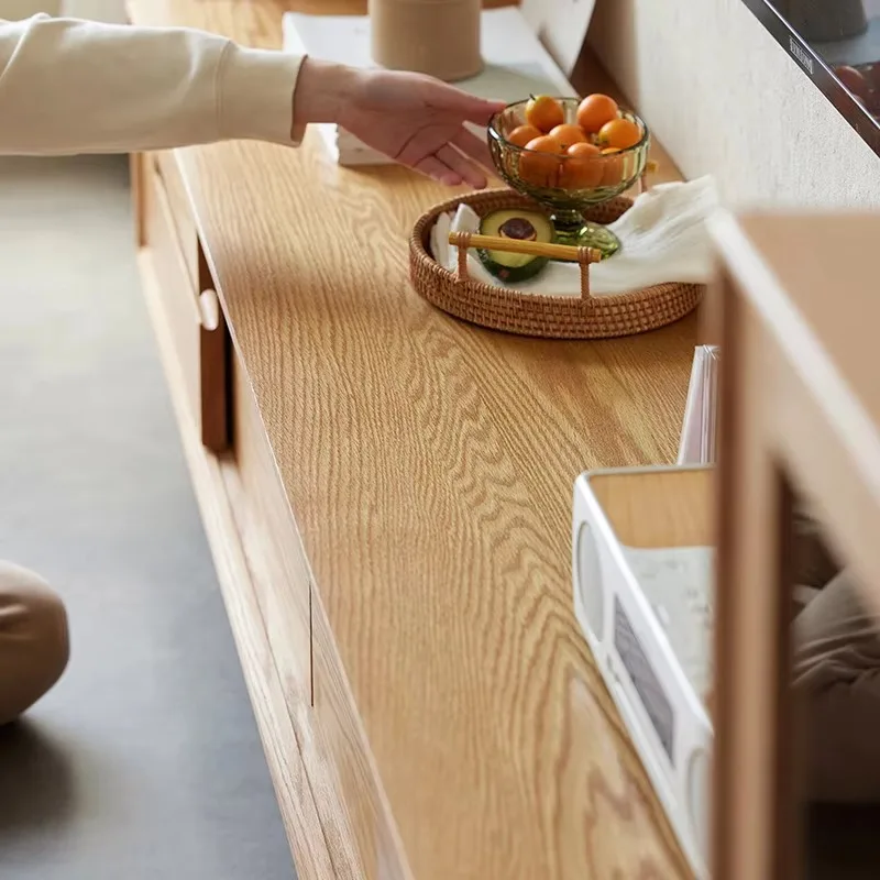 A1081 بسيط الشمال نمط الصلبة البلوط الخشب أثاث غرفة المعيشة خزانة التلفزيون مع 2 أدراج 2 أبواب حامل تلفاز حديث #5