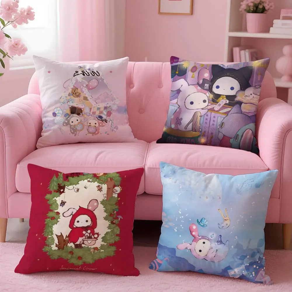 Cartoon S-Sentimental Circus Cushion Cover Breathable Linen Pillowcase Summer Odorless Eco-Friendly Invisible Zipper Washable