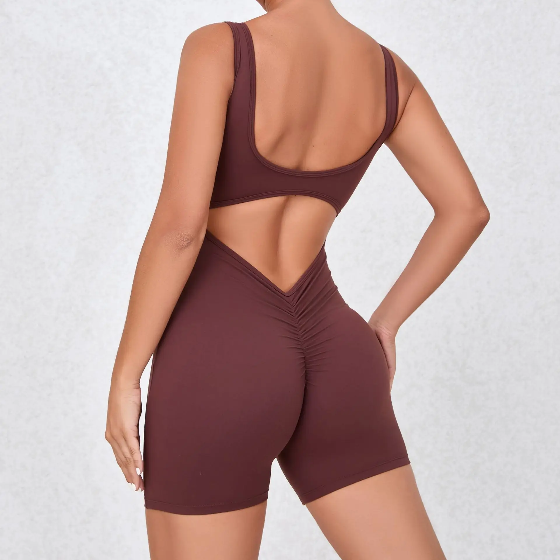 

New Women Sleeveless Yoga Short Jumpsuits Workout Backless Sport One Piece Bodysuits Fitness Sportwear Clothes One Piece Outfit