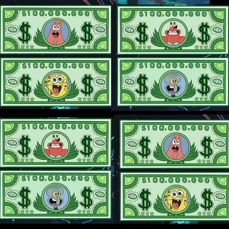 40 pz SpongeBob Banconote Cartone Animato Creativo Per Bambini Gioco di Festa Giocattoli Anime Carta Soldi Collezione Divertente Banca Nota Studente