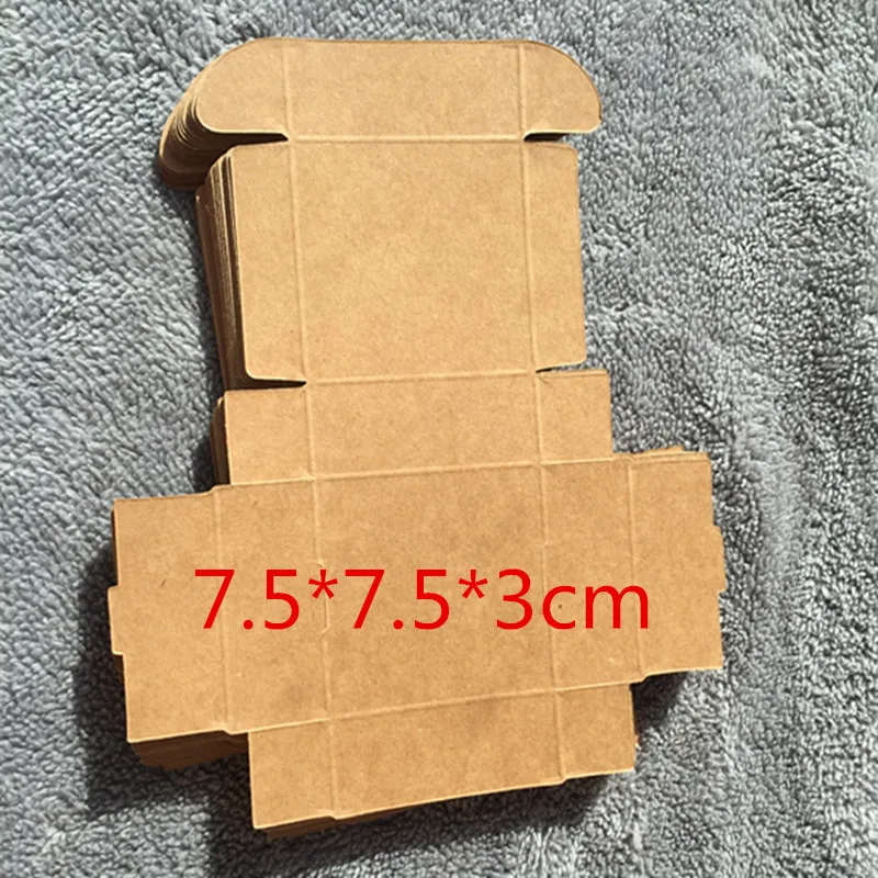 50Pcs 7.5*7.5*3cm DIY Kraft Gift Box Brown Paper Small Soap Box Kraft Cardboard Mini Jewelry Packing Carton Box