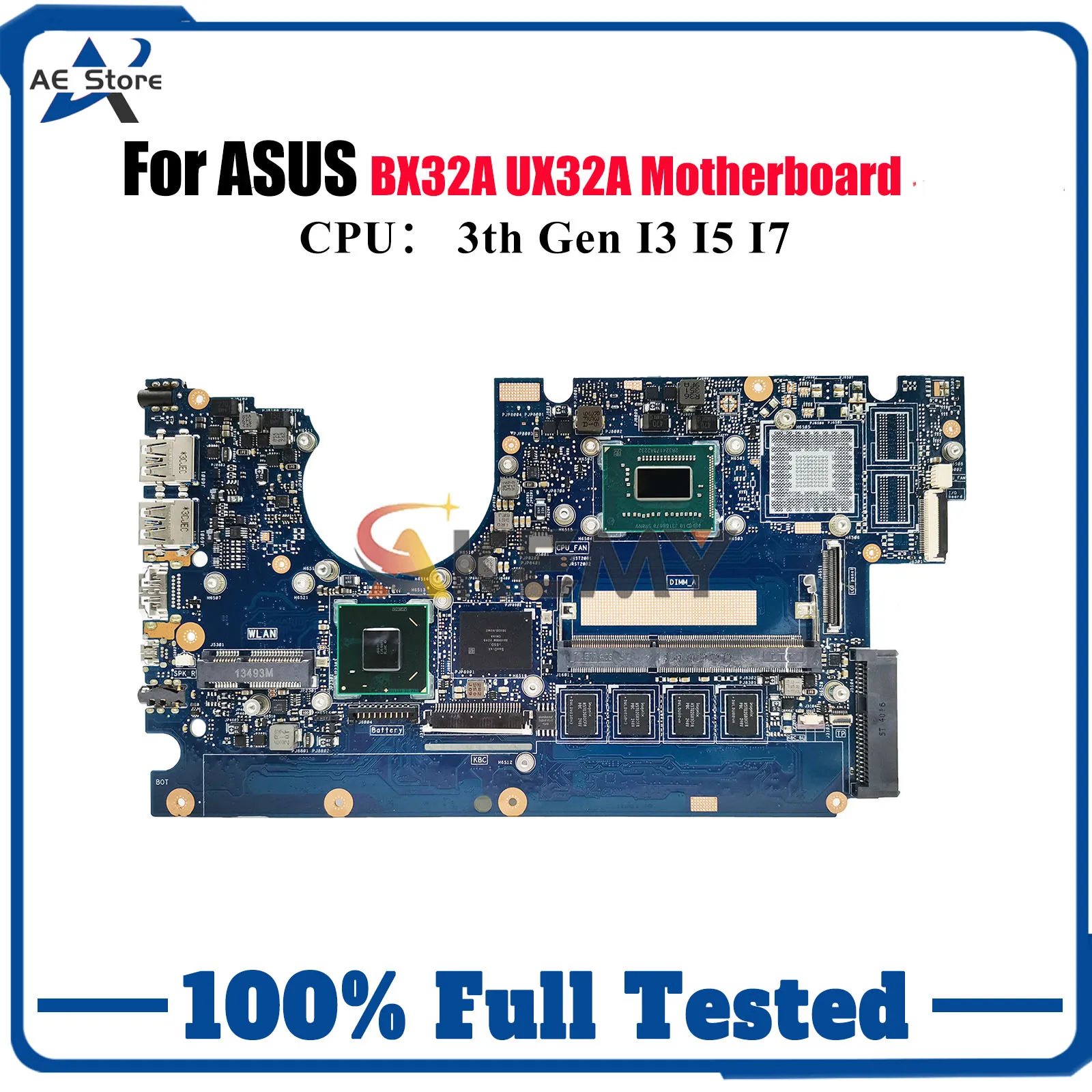 

UX32A Laptop Motherboard For ASUS ZenBook UX32A UX32A BX32A Notebook Mainboard With I3 I5 I7 CPU 100% tests OK fast shipping stk