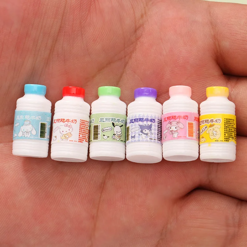 

5 шт. miniso 3d смола miniautre kt бутылка молока diy кукольный домик материалы мусорный чехол подвески милые мультяшные аксессуары