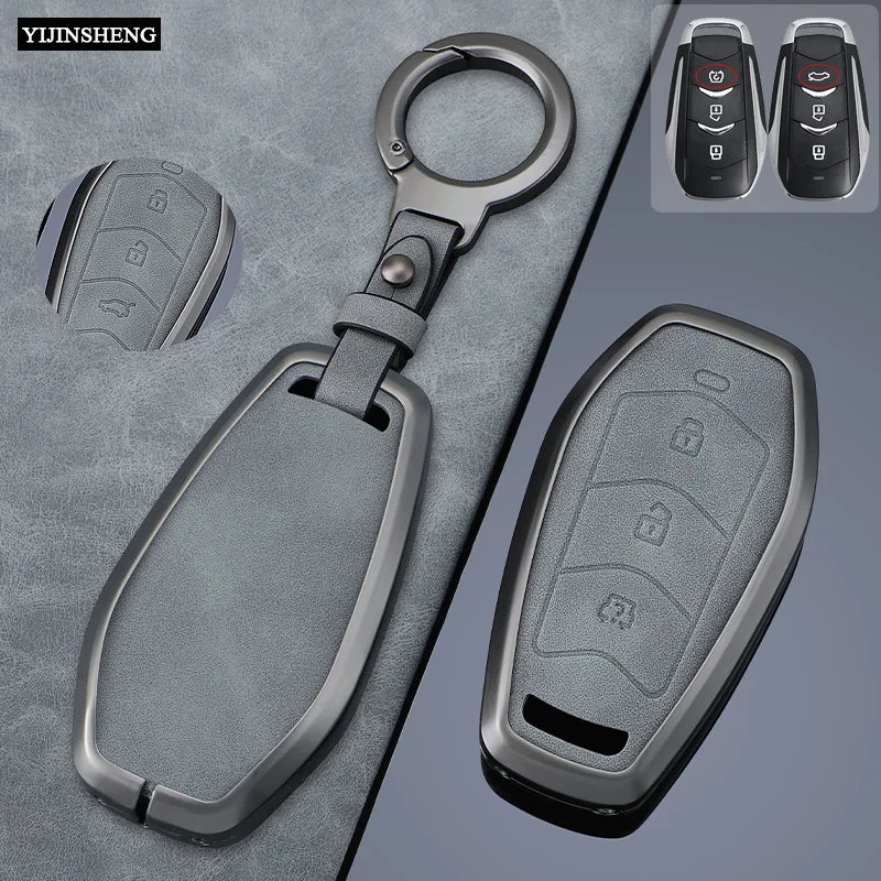 Étui de protection pour clé de voiture en alliage de zinc et cuir PU, porte-clés pour Dongfeng Fengguang, Seres Evolute, i-Space, i-Pro, Landian E5