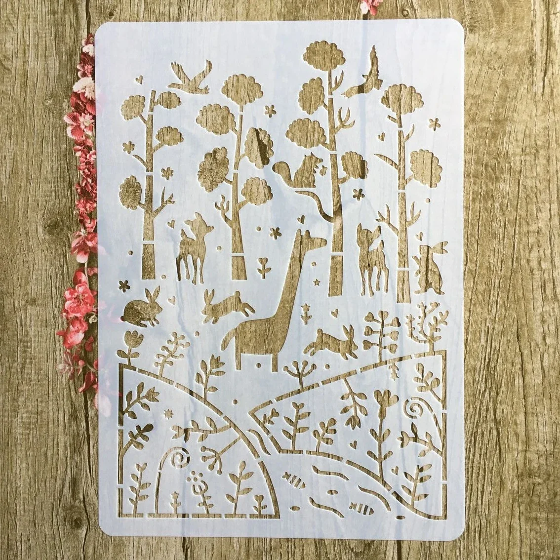 

A4 29 * 21cm forest deer DIY Stencils Wall Painting Scrapbook Coloring Embossing Album Decorative Paper Card Template