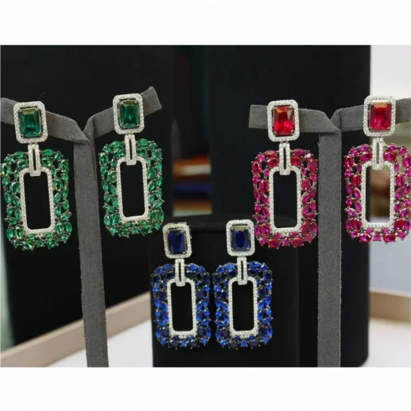 

Pirmiana 2023 New Arrival S925 Silver Three-color Earrings Zircona Gemstones Jewelry for Woman Gift