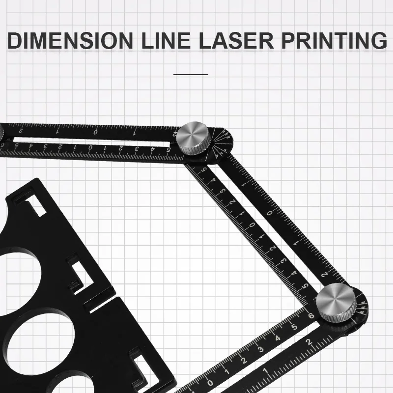 Multi-Functional 6-Fold Tile Hole Cutter Ruler Aluminum Alloy Universal Masonry Positioning Angle Ruler