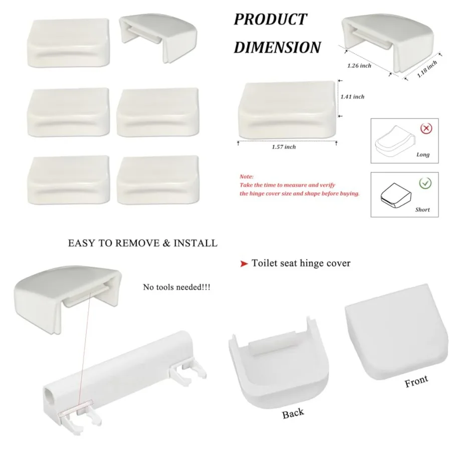 

6 Packs Toilet Seat Hinge Cover Caps for Bathroom Fixtures Compatible with Kohler 7315 7316 Models Durable Plastic Replacement