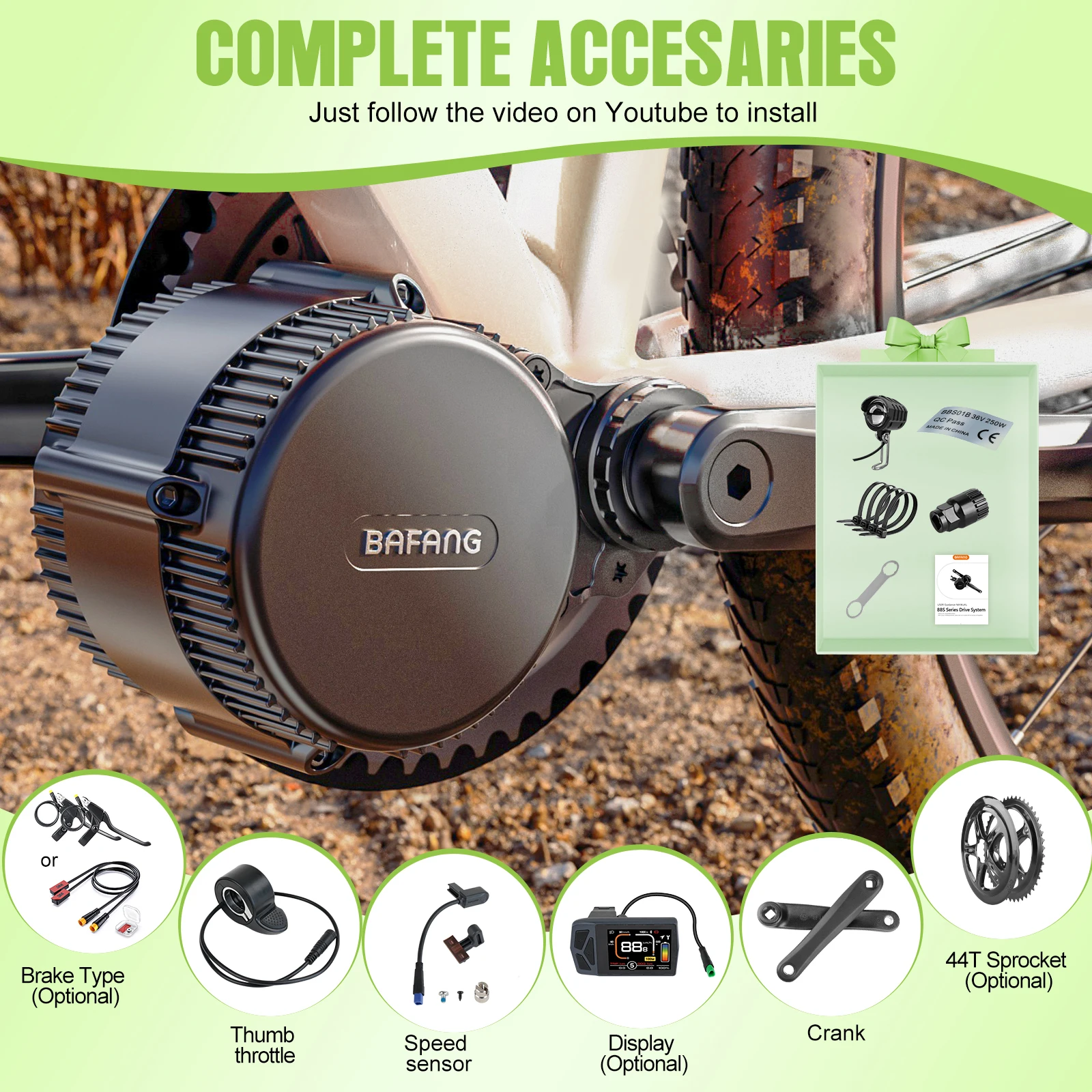 Bafang Bbs02B 48V 750W Mid Drive Kit - Комплект для переоборудования велосипеда в электровелосипед