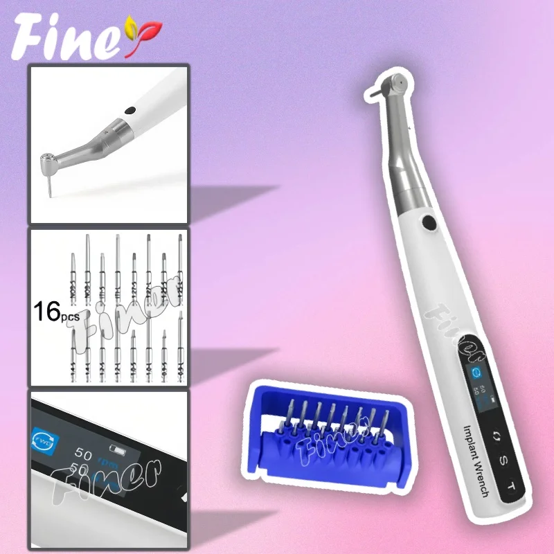 

Finer Dental Electric Torque DriverImplant Torque Wrench Screwdriver Universal Proshetic Implant Repair Tools with 16Pcs Screws