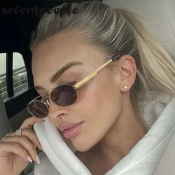 Small Oval Metal Frame Steampunk Sunglasses For Women 2026 Luxury Brand Vintage Double Beam Shades Classic Round Punk Eyewear