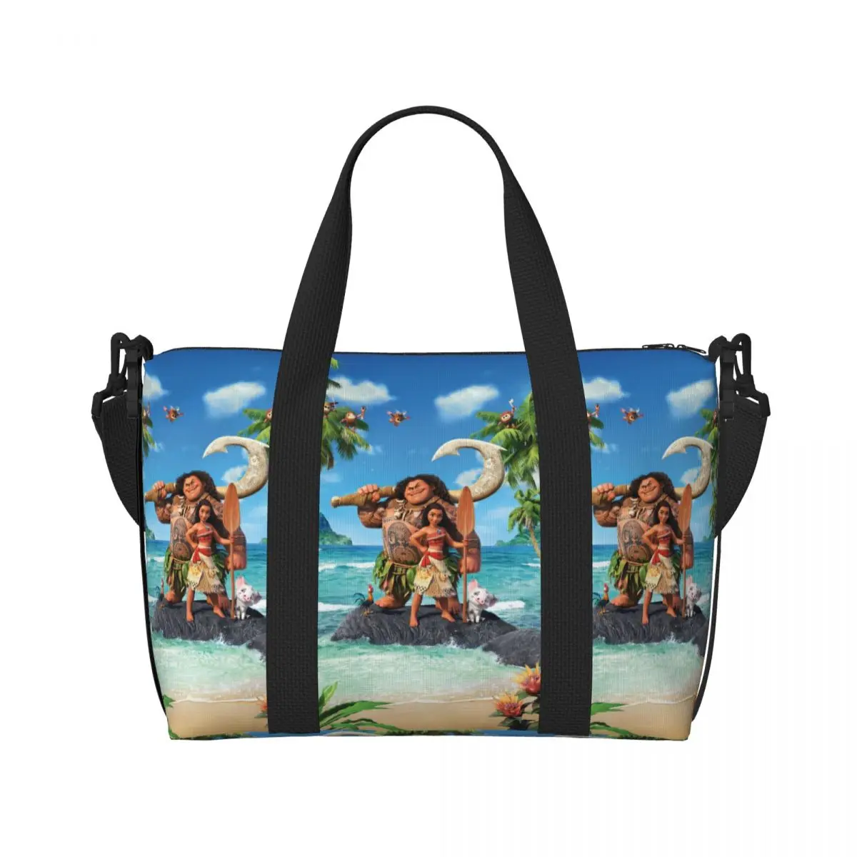 Custom Large Wallpaper Moana Anime Tote Bag for Women Shopping Shoulder Beach Gym Travel Bag