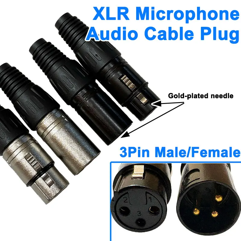 

3 Pin XLR Solder Type Connector Plug Cable Connector Microphone Audio Socket