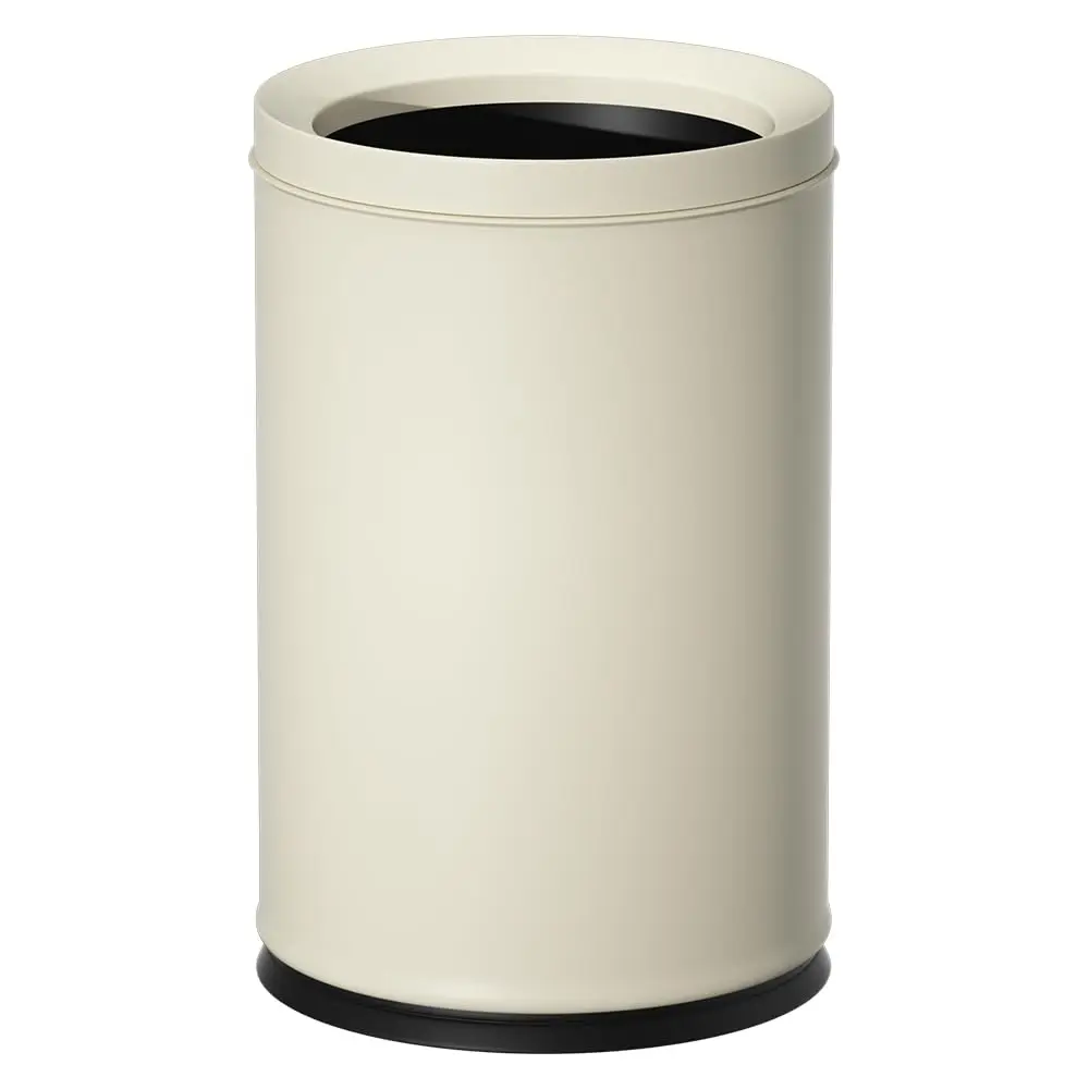 9L/2.3Gal Double Layer Metal Small Trash Can,Open Top Waste Basket for Bedroom, Modern White Garbage Can (White 9L)