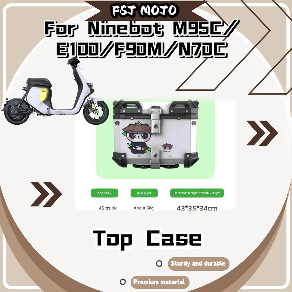 For Ninebot M95C/E100/F90M/N70C 50L Aluminum Tail Case Dust‑Proof Seal Stain‑Resistant Lining Quick‑Detach Carbon Steel Base Mod