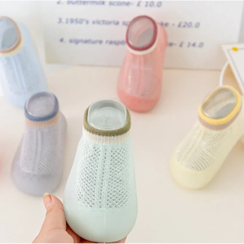 Сетчатые противомоскитные носки и обувь, летние Нескользящие напольные носки, обувь и носки для младенцев и малышей, мягкая подошва