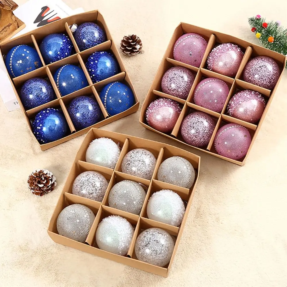 

9pcs 8cm Christmas Balls Set Shatterproof PET Christmas Hanging Balls Reusable Exquisite Christmas Tree Ornaments