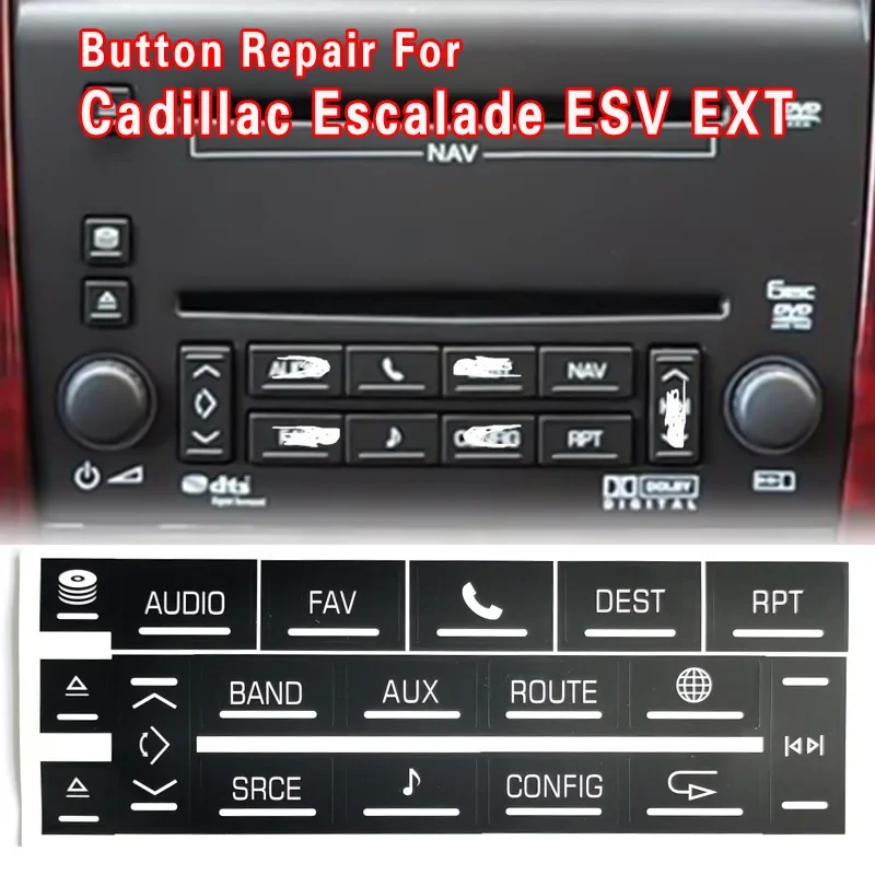 Car Interior Multimedia Audio Panel Button Repair Decals Car Stickers Accessories For Cadillac Escalade ESV EXT 2007-2014