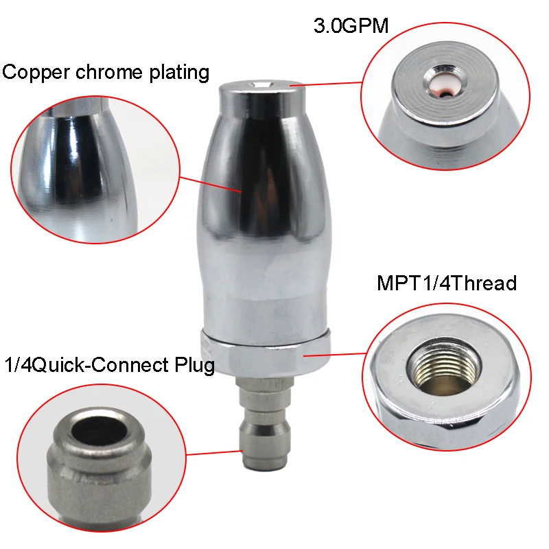 

Turbo Nozzle for Pressure Washer, Rotating Nozzle for Hot and Cold Water, 1/4 Lnch Quick Connect, Orifice 3.0, 3600 PSI