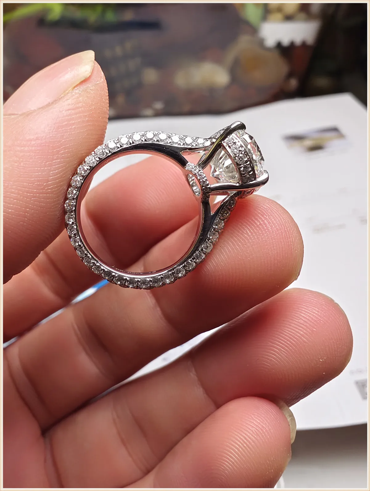 PT950 platinum solid genuine gold laboratory-grown diamond oval 5-carat full-cut four-prong wedding ring engagement ring customi