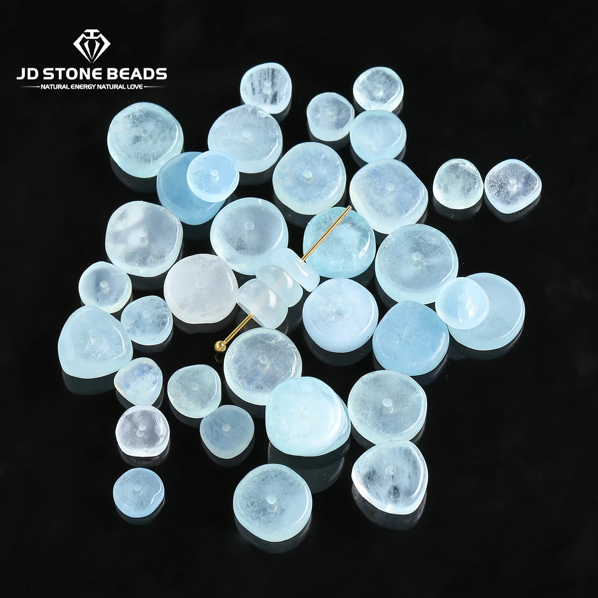 

1 Pc Natural Aquamarine Stone Flat Spacer Bead Irregular With Hole for Jewelry Making DIY Necklace Bracelet Accessory Wholesale